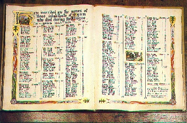 Here inscribed are the names of those inhabitants of Eyam who died...