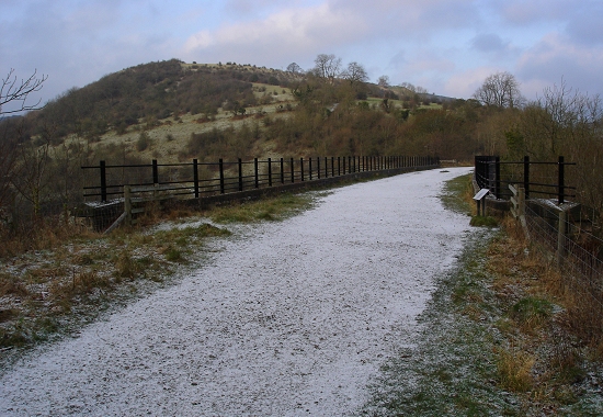 The view across the top of Monsal viaduct in the snow of January 3rd 2008