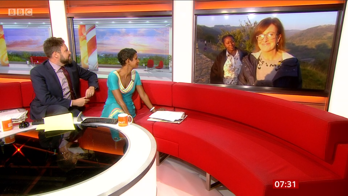 The BBC News studio link to the outside broadcast team at Monsal Head