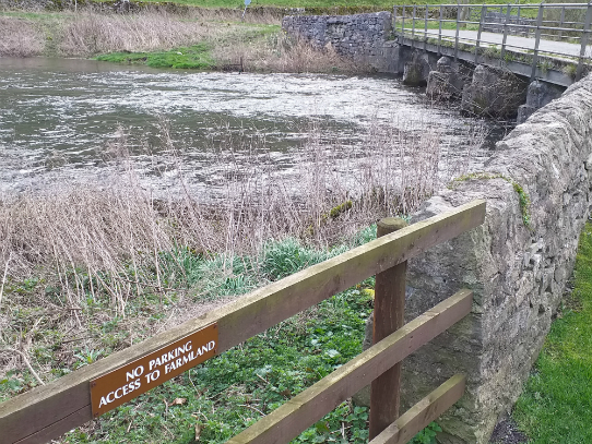 The new fencing in position at the side of the roadbridge in Monsal Valley
