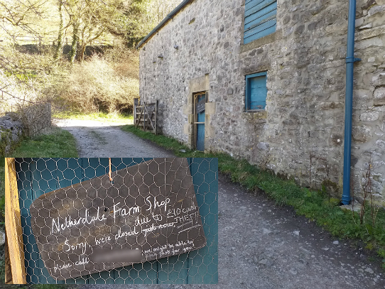 The farm shop closure sign at Netherdale Farm