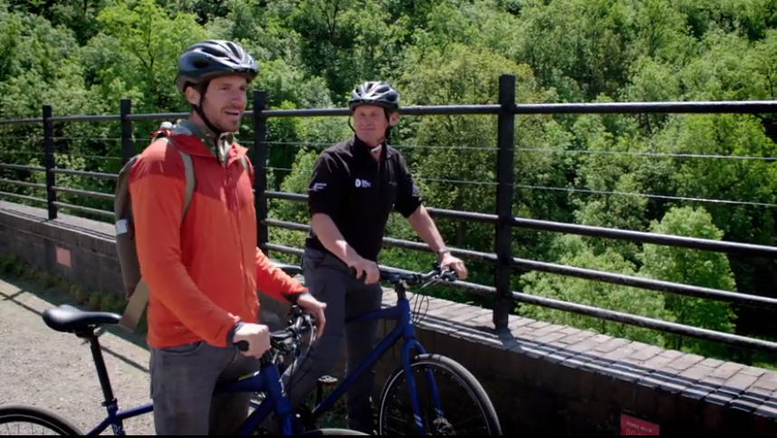 Pausing to take in the view from the Monsal Viaduct