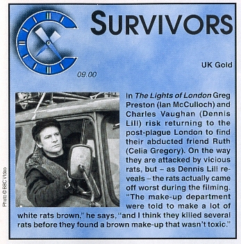 A preview for the broadcast of The Lights of London - Part 1 (series 2, episode 3) on UK Gold (at 9am on Sunday 24 November 1996) from Cult Times magazine, November 1996